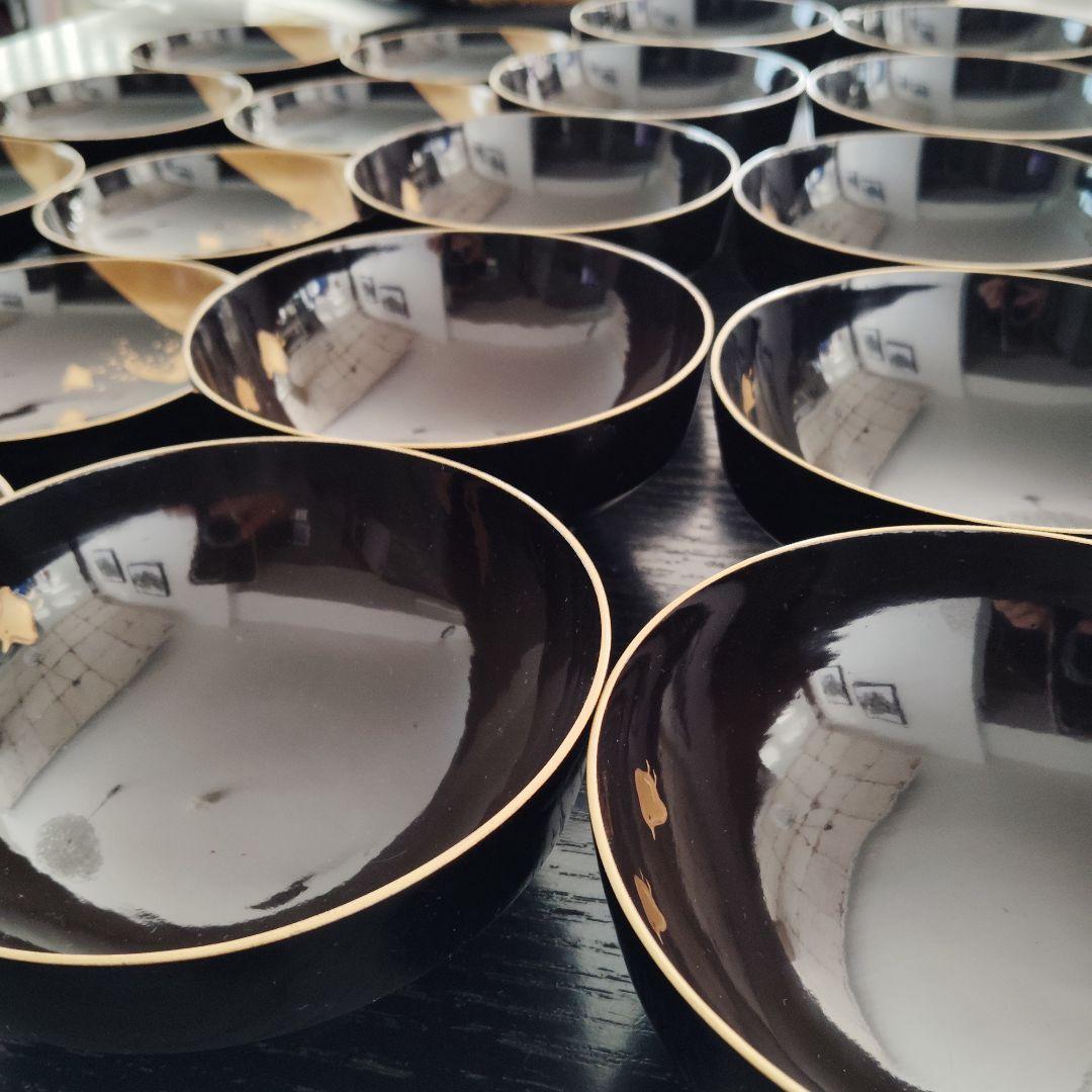 明治 骨董 輪島塗 木製 金蒔絵 波 千鳥 蓋付 吸物椀 アンティーク