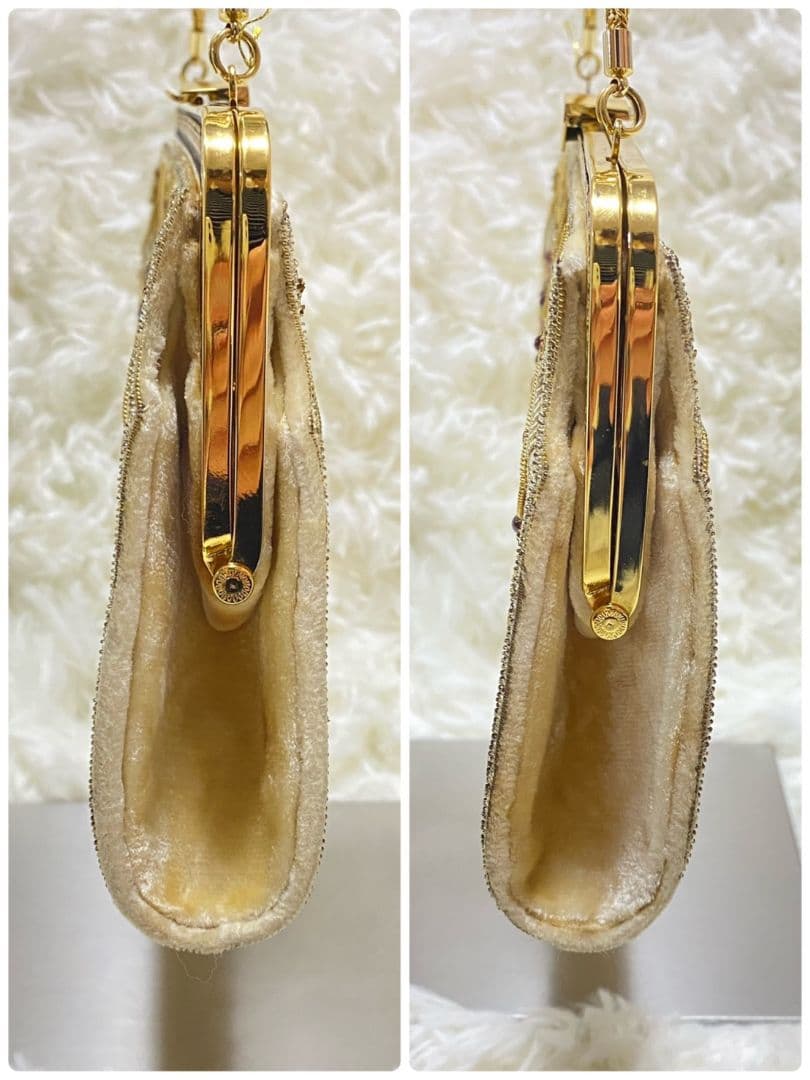 ●良品●　LUMY　ルミーはしもと　皇室御用達　がま口　ビーズ刺繍　ハラコバッグ