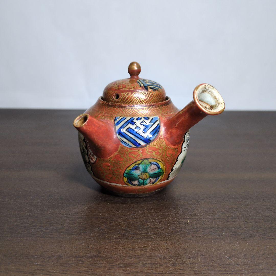 時代 九谷 庄三 金彩色絵 花唐人文 茶器揃 箱付き