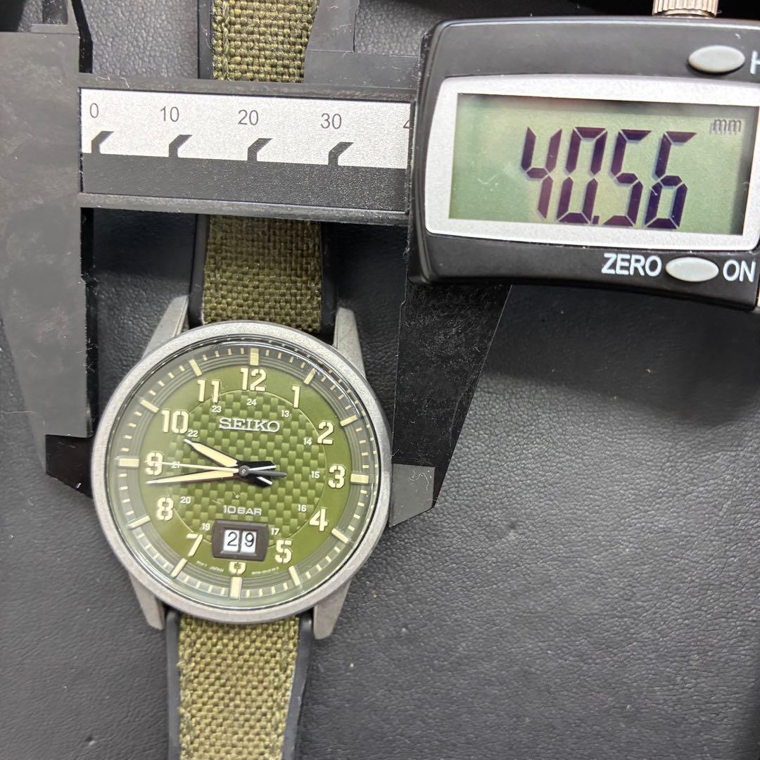 セイコー　クォーツ　メンズ　カーキベルト