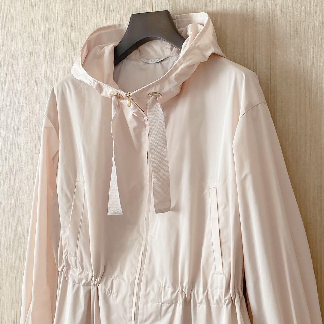 【1249】アナイ　タフタフードツキブルゾン　ライトベージュ　36