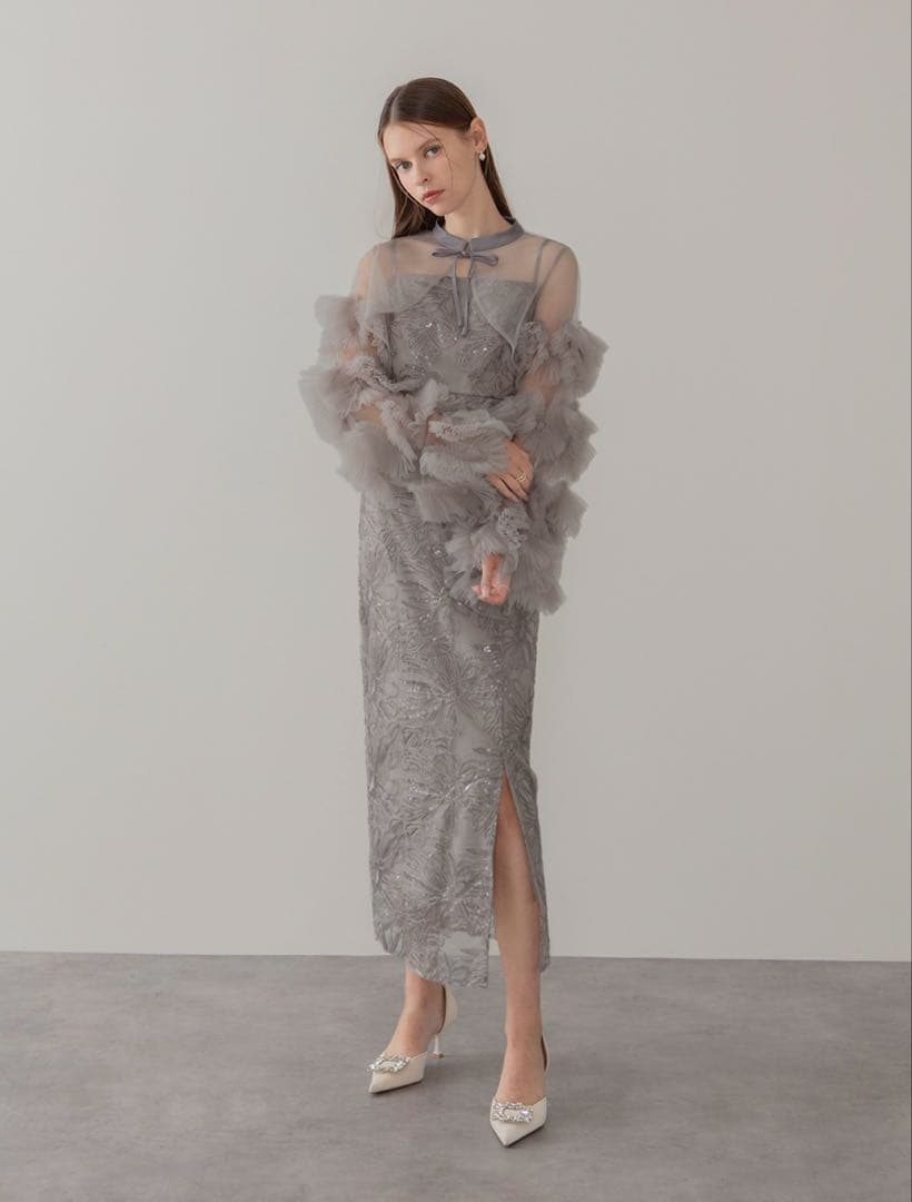 LEJA フリルチュールスリーブリボン