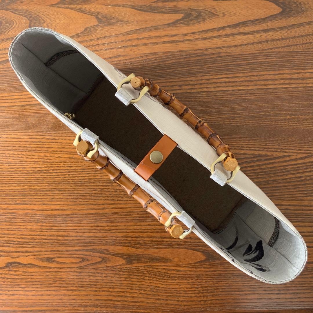 袋帯　袋の上の布袋様　リメイク　バンブーハンドルバッグ