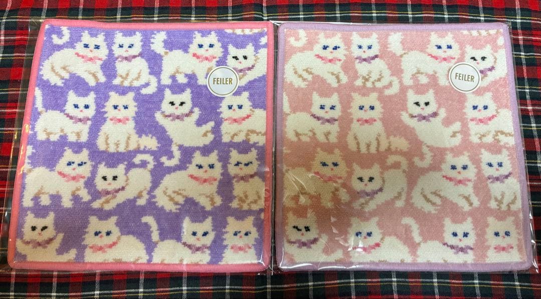 新品未開封　ラブラリーバイフェイラー モフモフネコチャン ハンカチ　2枚セット