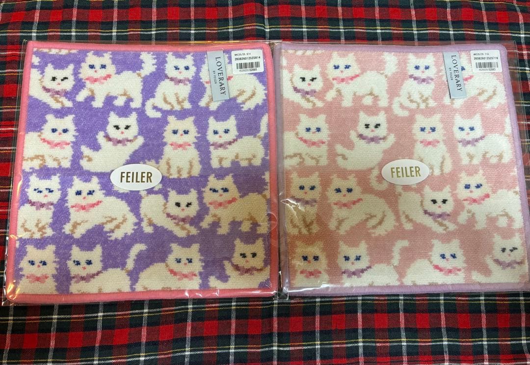 新品未開封　ラブラリーバイフェイラー モフモフネコチャン ハンカチ　2枚セット