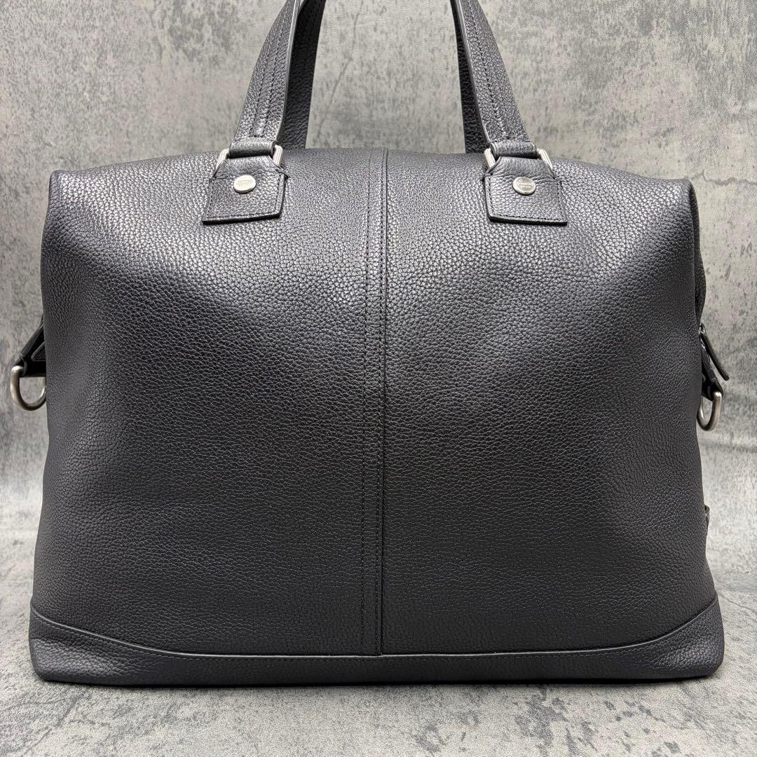 2way コーチ ボストンバッグ シボ革 斜め掛け トラベル 黒 大容量 旅行