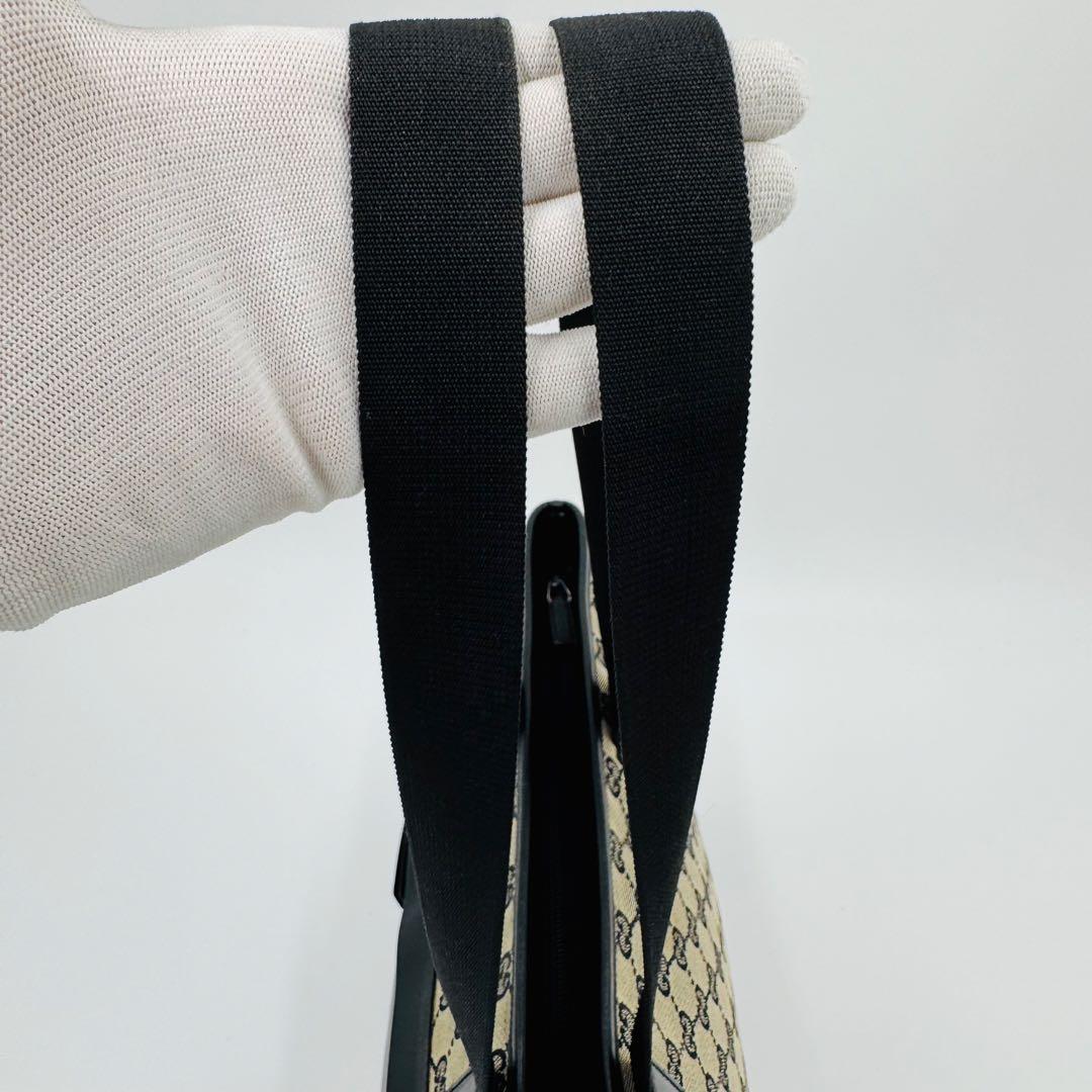 グッチ GGキャンバス レザー トートバッグ 肩掛け A4収納可能 ブラック