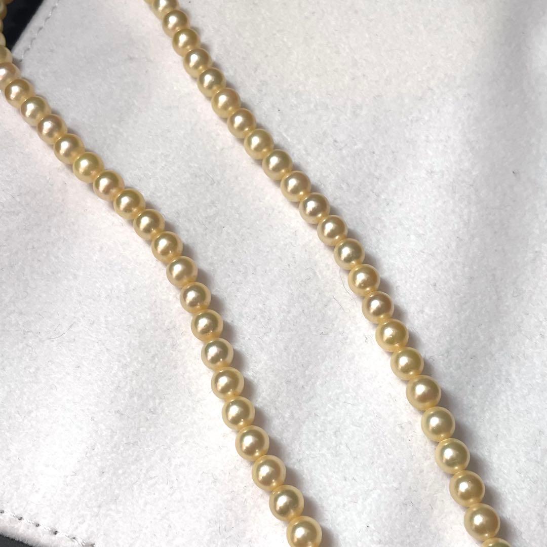 【希少色 テリ強】あこや真珠 ゴールデン パールネックレス 5.6-6.4mm