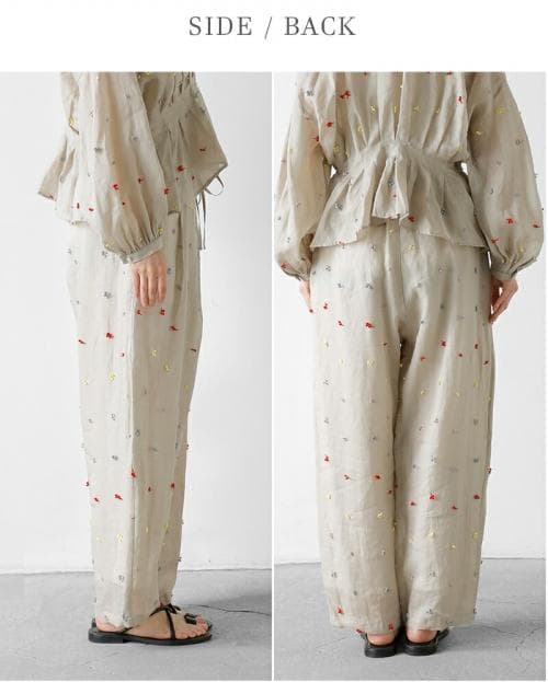 専用kijinokanosei キジノカノウセイ ラミー刺繍タックパンツさくらん