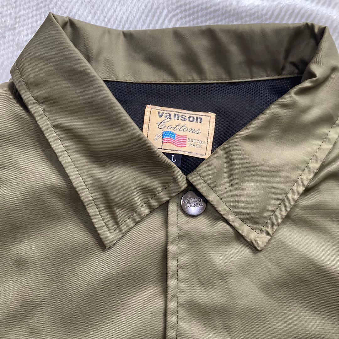 VANSON MOTOBLUEZ別注 ナイロンコーチジャケット オリーブ