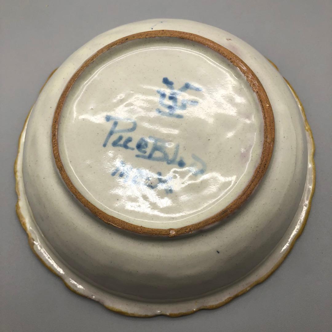 メキシコプエブラタラベラ焼ビンテージ陶器伝統工芸バード鳥ボウル鉢19cm5点B