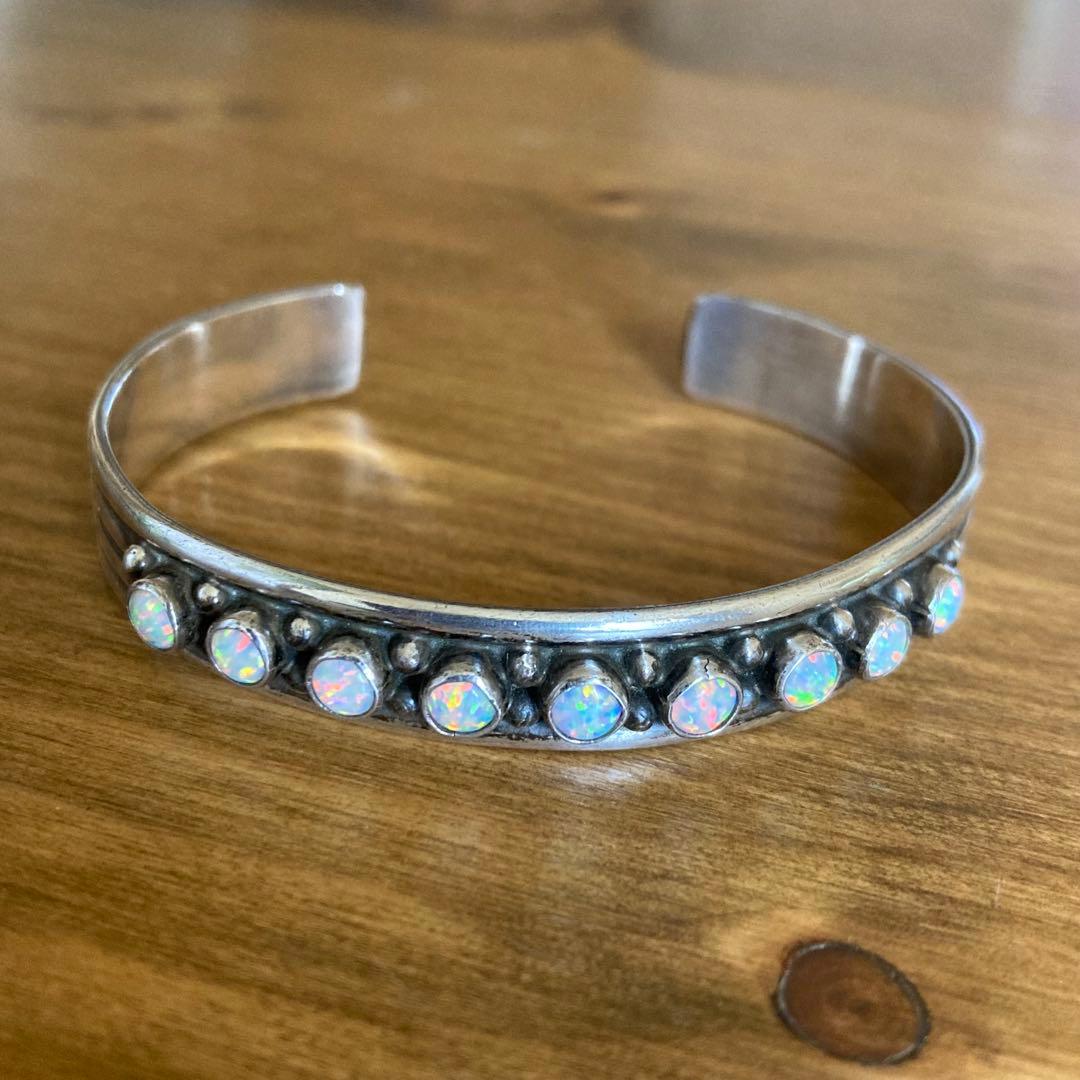 インディアンジュエリー オパール バングル シルバー