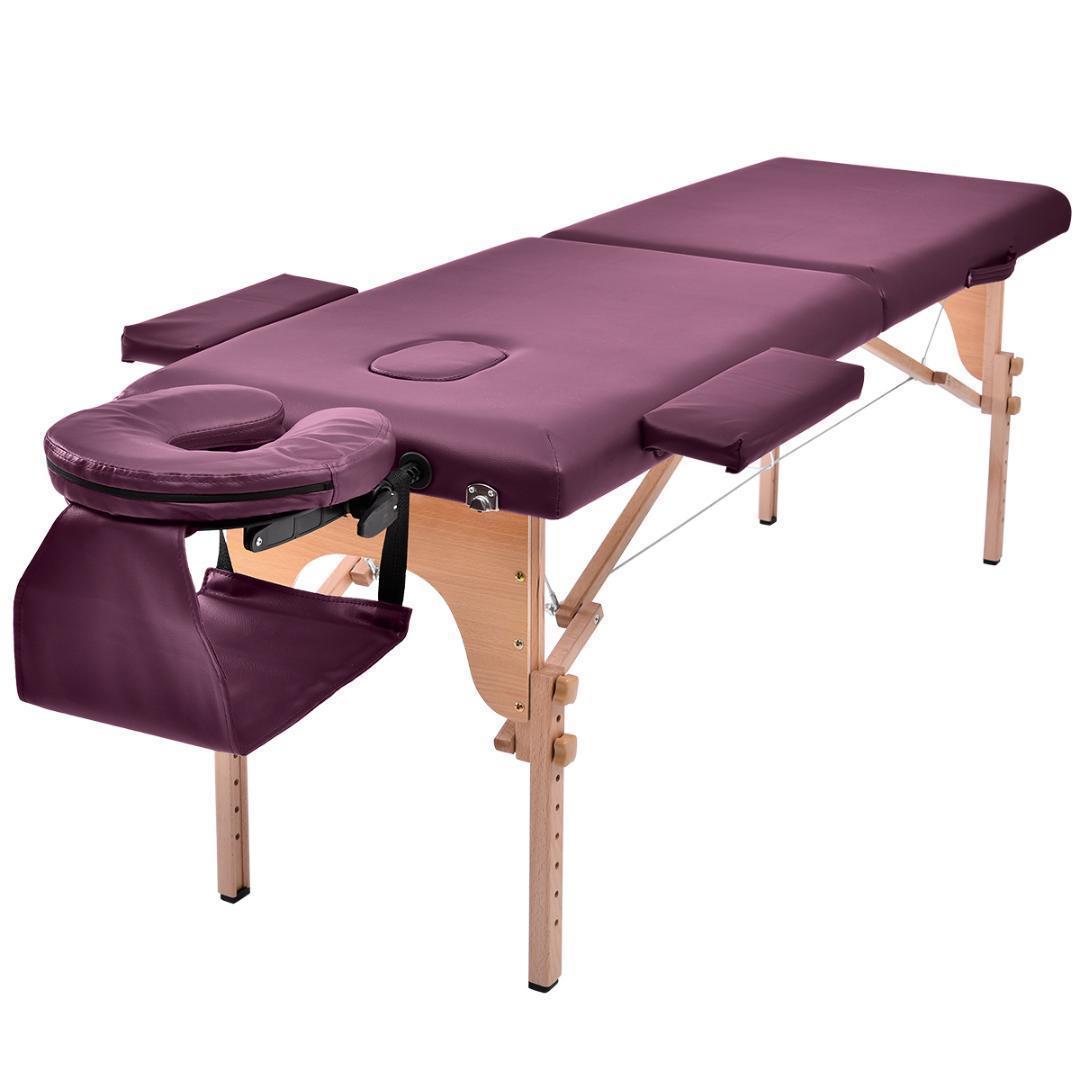 【ダークパープル】マッサージベッド折りたたみ コンパクトエステベッド施術ベッド