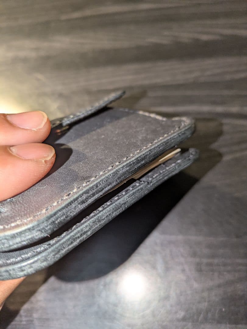 イタリアンレザー マネークリップ式 コンパクト 財布 総手縫い ハンドメイド 3