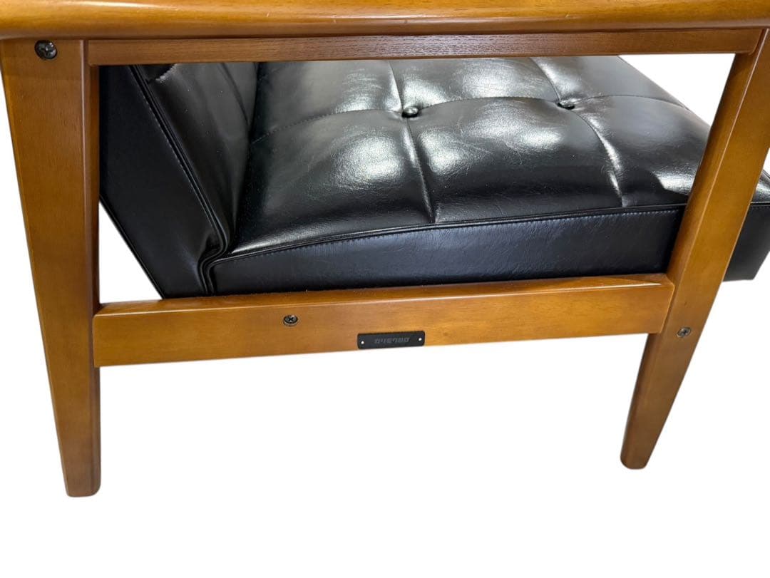 ◯①カリモク60 Kチェア 2シーター 2人掛け ブラック レザー ソファのみ