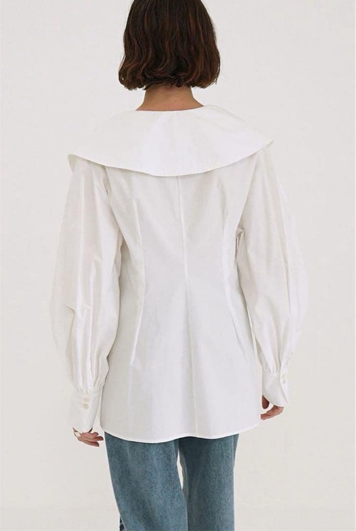 CLANE BIG COLLAR DRAWSTRING BLOUSE ホワイト2