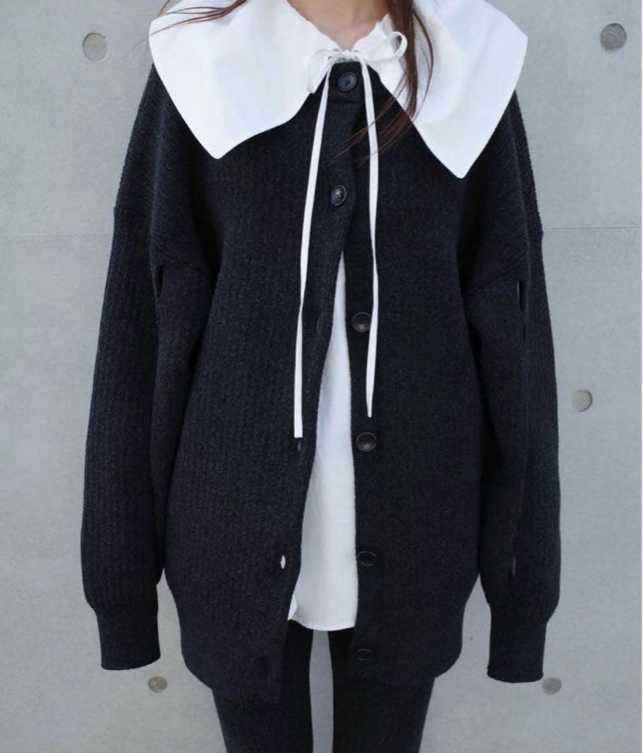 CLANE BIG COLLAR DRAWSTRING BLOUSE ホワイト2