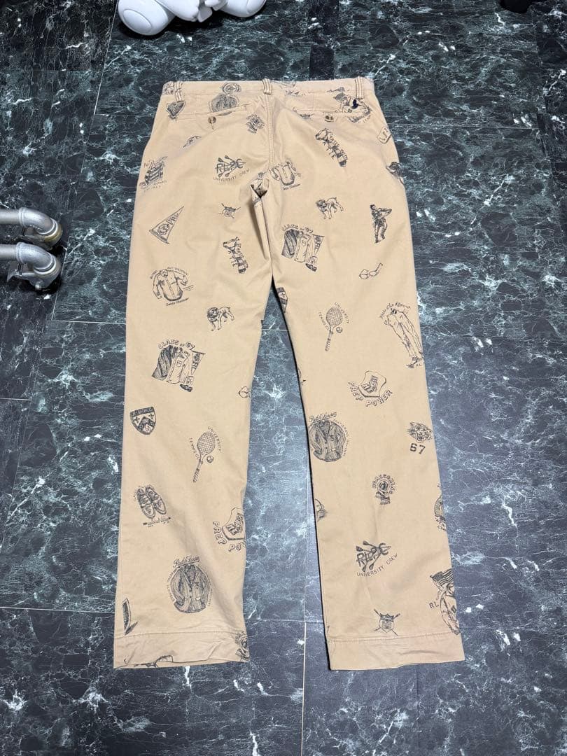 POLO RALPH LAUREN チノパンツ 総柄　手描き　トラウザーズ　32