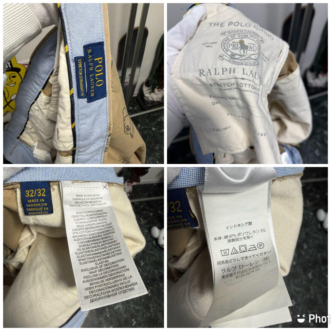 POLO RALPH LAUREN チノパンツ 総柄　手描き　トラウザーズ　32