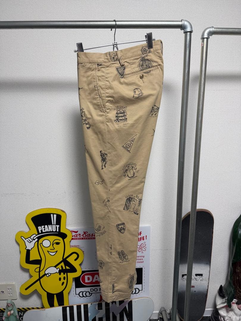 POLO RALPH LAUREN チノパンツ 総柄　手描き　トラウザーズ　32