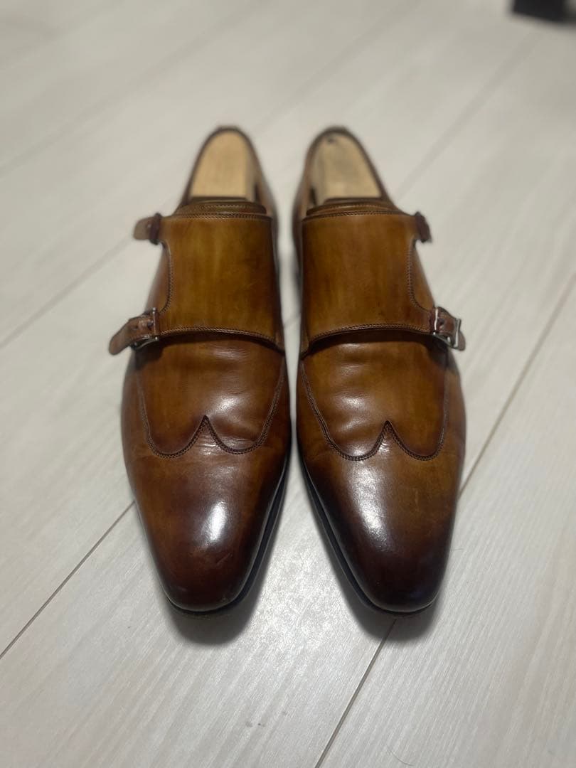 美品マグナーニブラウンレザー ダブルモンク