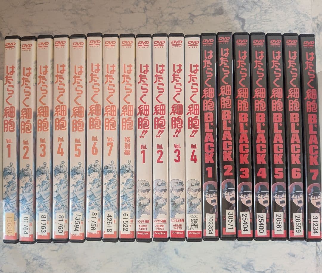 DVD　はたらく細胞　1期、2期、スペシャル、スピンオフ　計19巻　新品ケース付