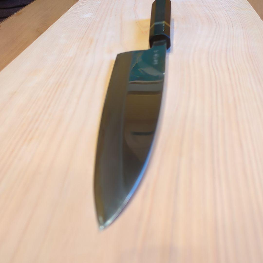 尚台正吉　出刃包丁 八寸　上（青鋼）黒檀柄