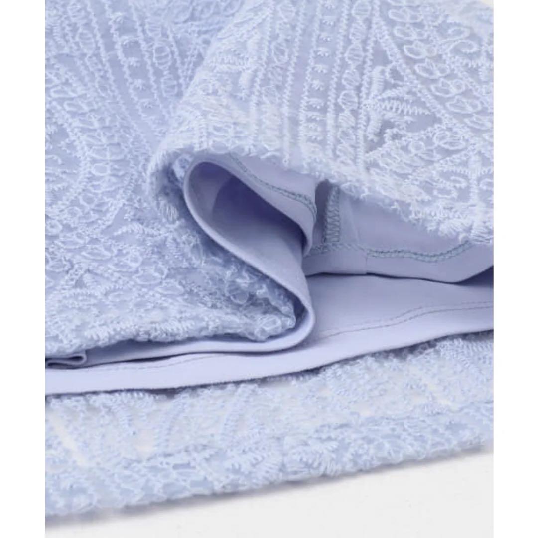 KBF シアーエンブロイダリーハーフパンツ ライトブルー