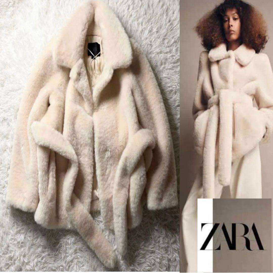 即発送✨ ZARA ZW COLLECTION フェイクファーコート ベルト付き
