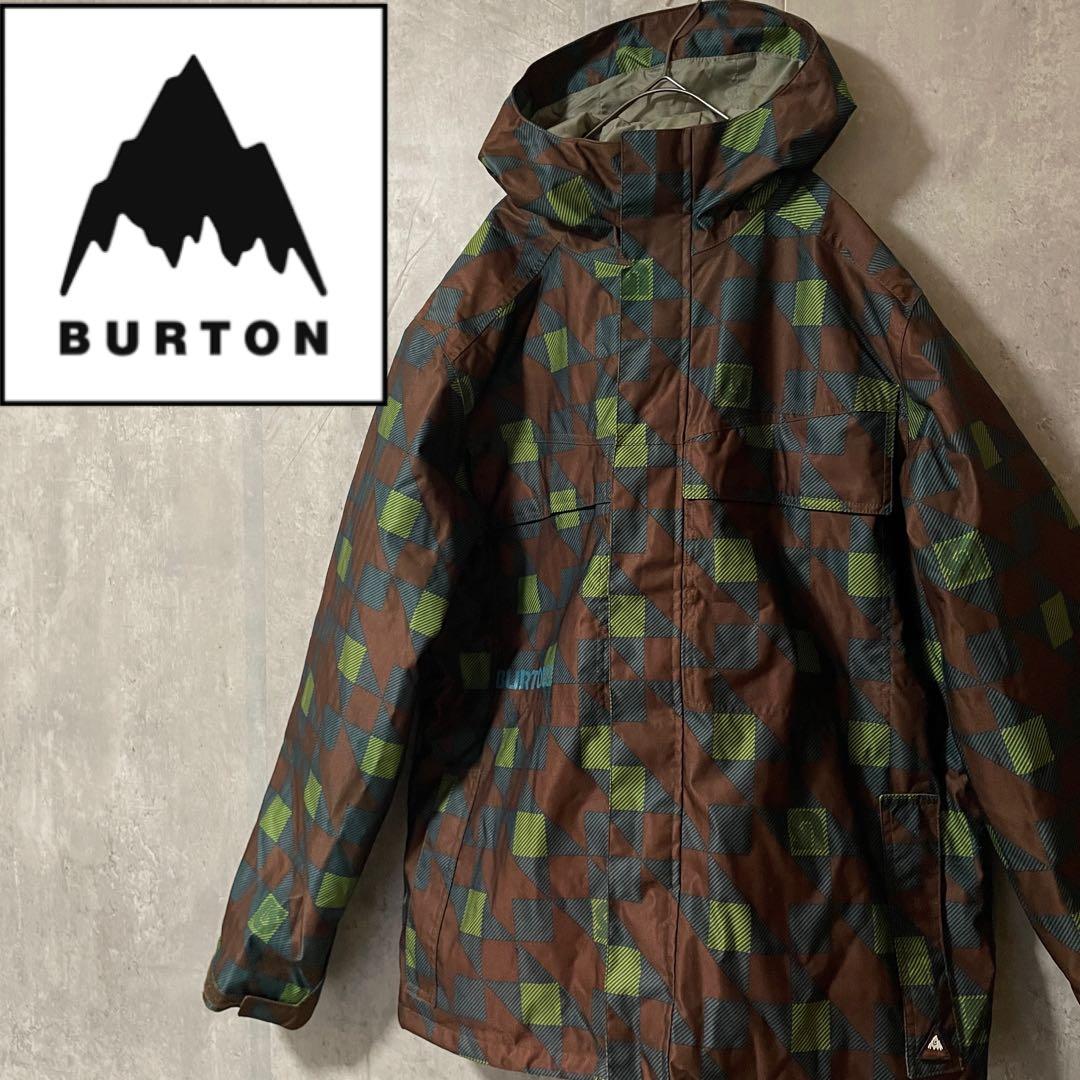 Burtonバートンスキーウェアスノーボードジャケットパーカーフード付き総柄希少