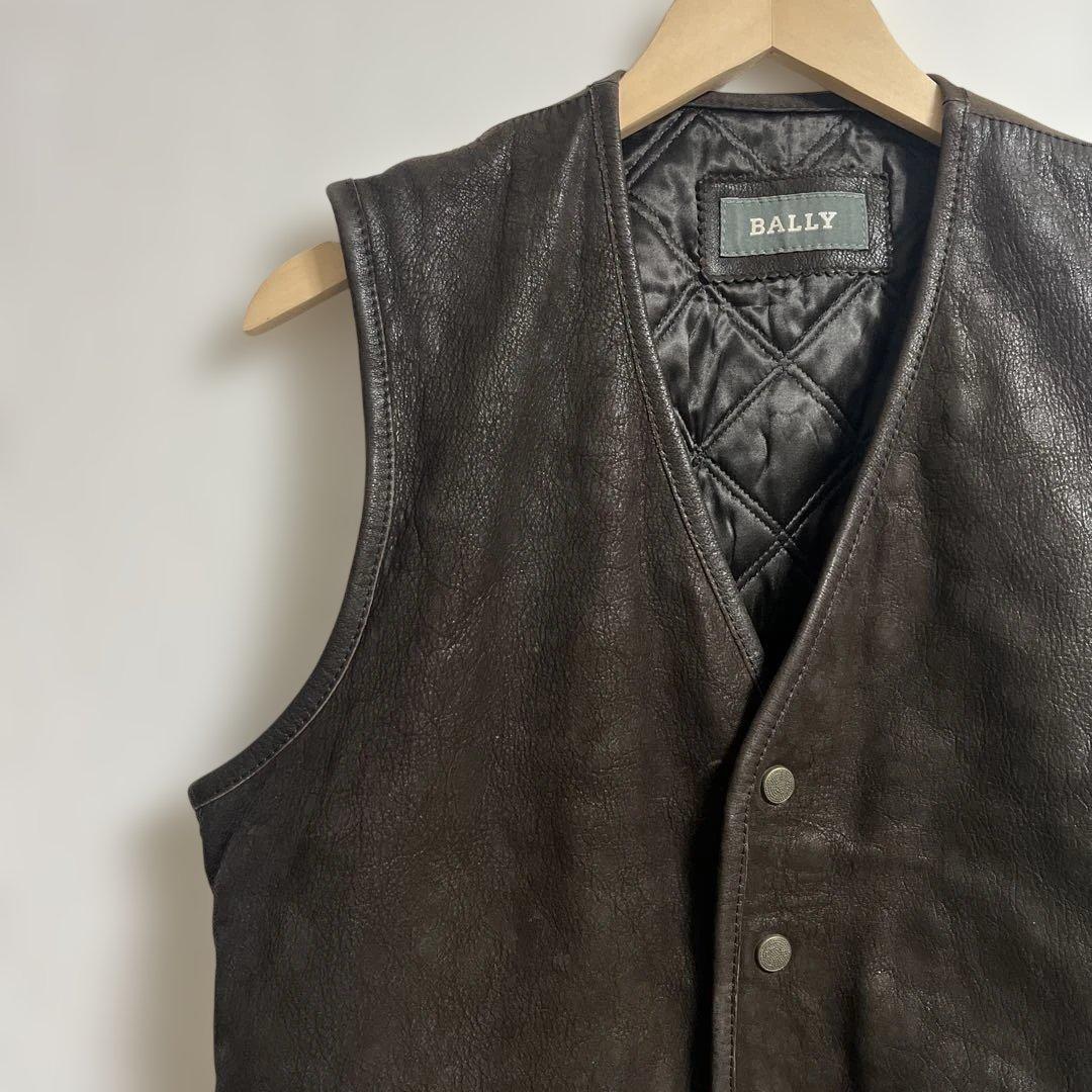 BALLY バリー　イタリア製　ヤギ革　レザーベスト　ダークブラウン