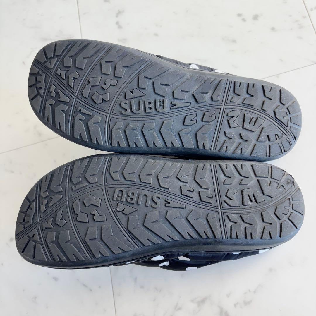 美品✨SUBU スブ ドット柄 スリッパ サンダル 黒×白 収納袋付き