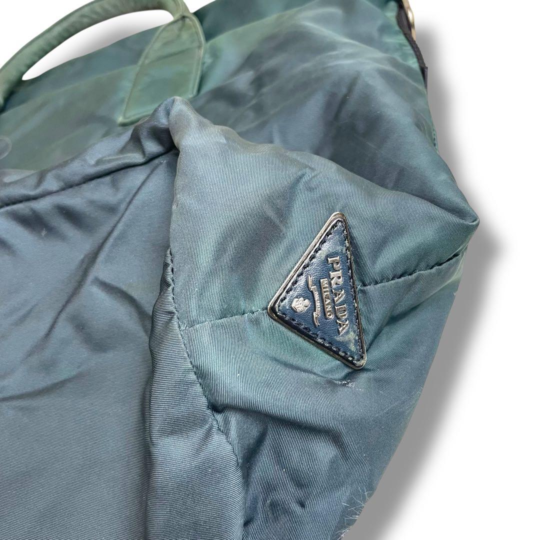 【人気】プラダ リバーシブル トートバッグ ナイロン ネイビー グリーン