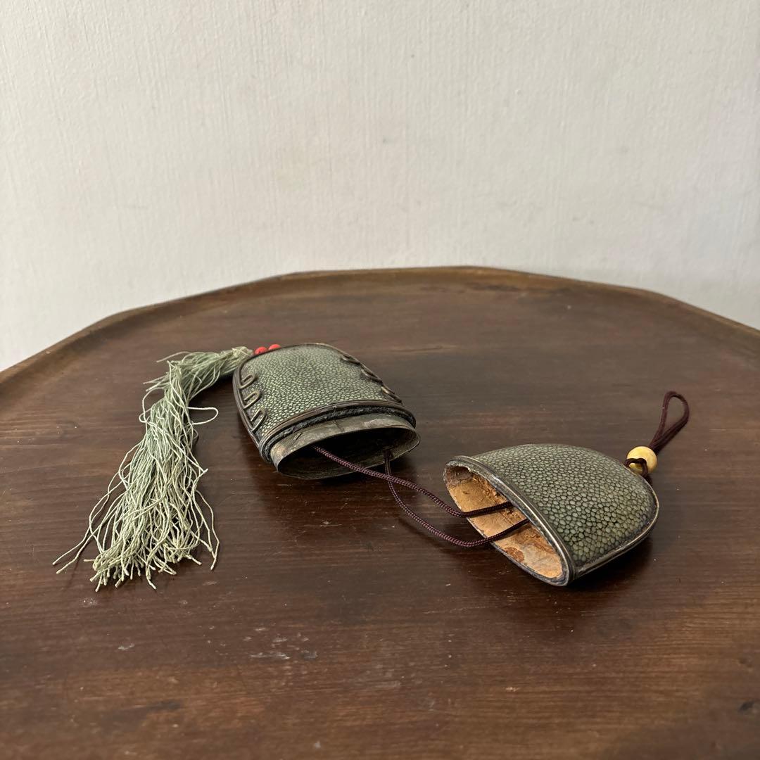 李朝時代後期 眼鏡匣 鮫皮　朝鮮王朝　アンティーク　韓国骨董　古道具　清朝