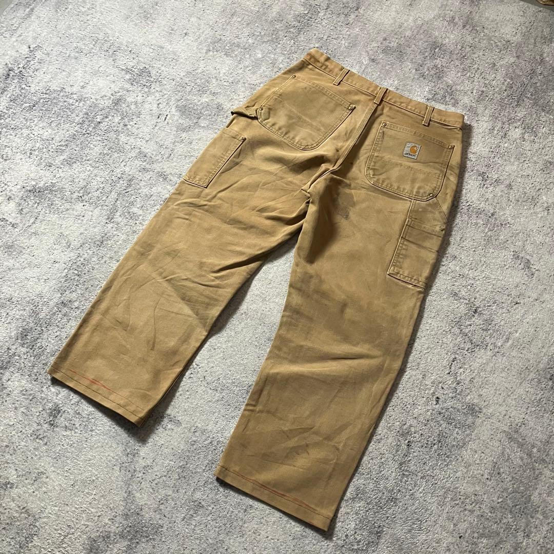 90sCarharttカーハートUSA製ダック地ダブルニーワークパンツベージュ