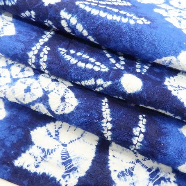 Y-921◆夏着物 有松鳴海絞『ウルトラマリン×撫子』居敷当て付 手縫 高級浴衣