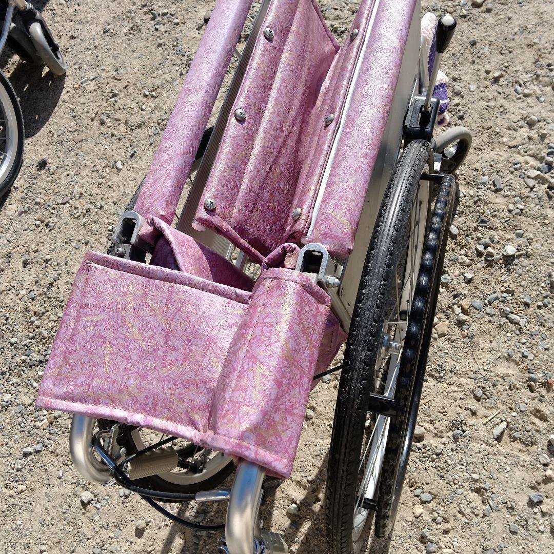 自走用車椅子 花柄 ピンク