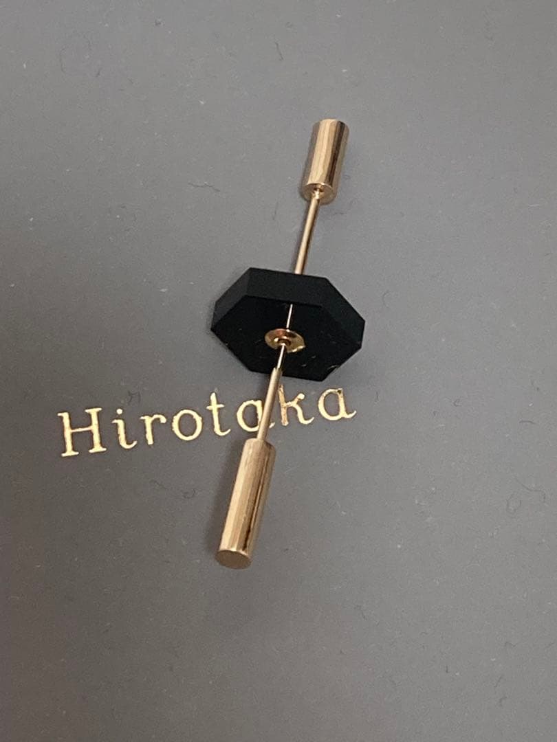 美品　hirotaka ヒロタカ　ショートスピア　ピアス / オニキス　k10