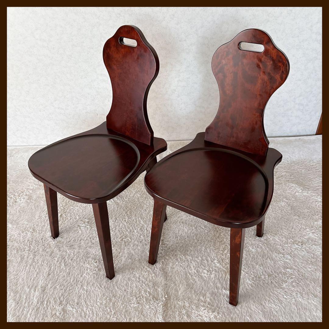 梅干様リクエスト品2脚セット】クリエイトファニチャー 天然木 名作椅子 カバ材