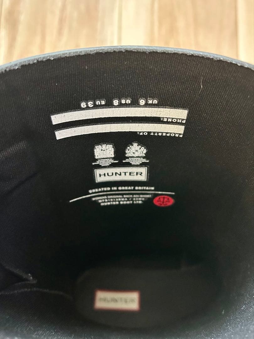 HUNTER ブラック ショートレインブーツ UK6 25cm