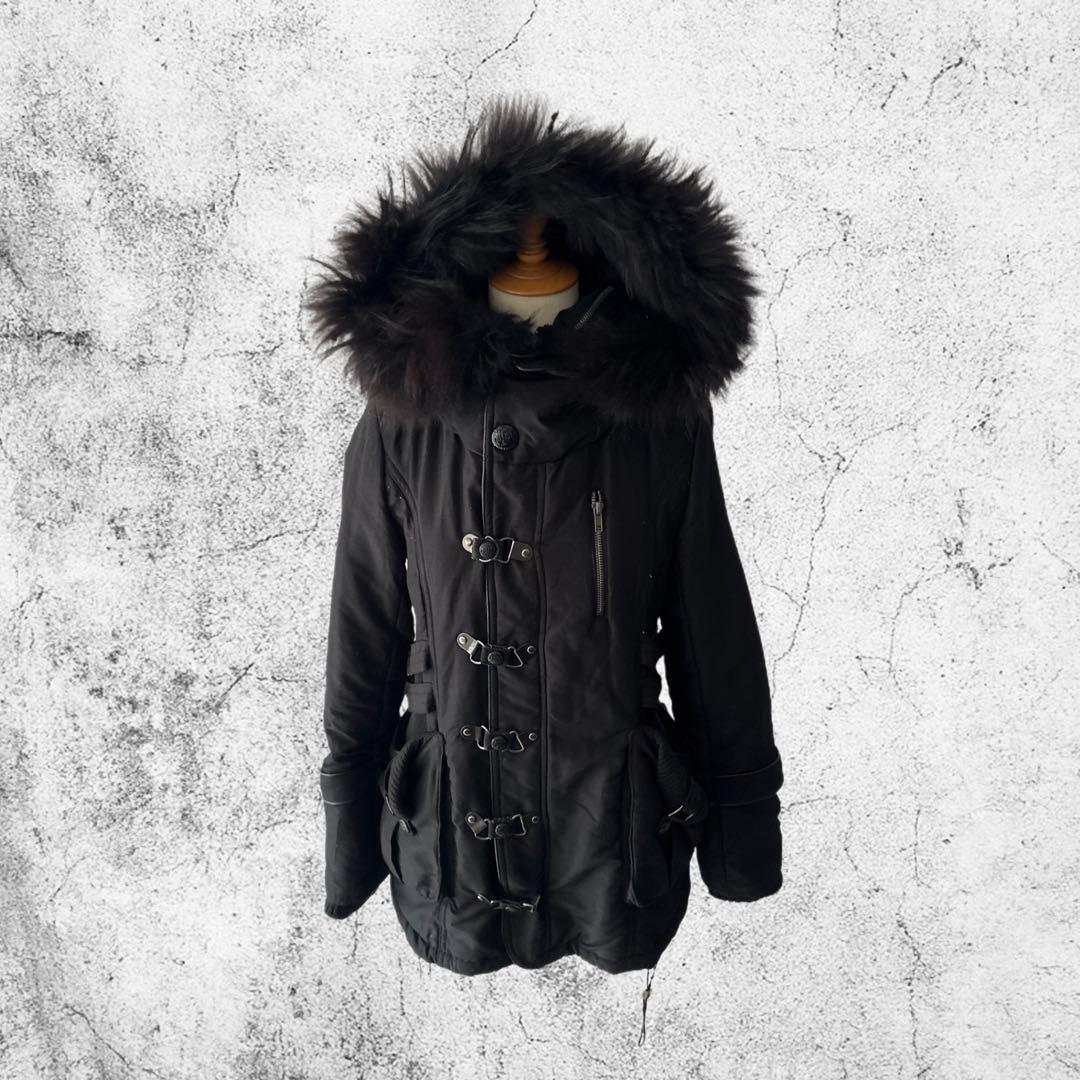 平成ギャル y2k archive ダークグランジ ファーフード モッズコート