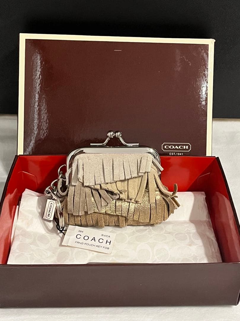 【新品未使用】COACH（コーチ） 「フリンジ ポーチ キーフォブ がま口 財布