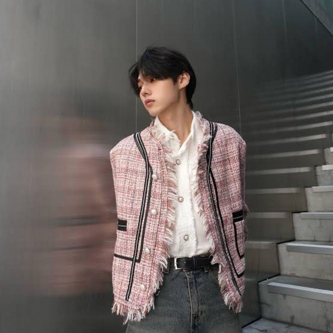 ジャケット・アウター ALUDESELECT fringe no color tweed jacket