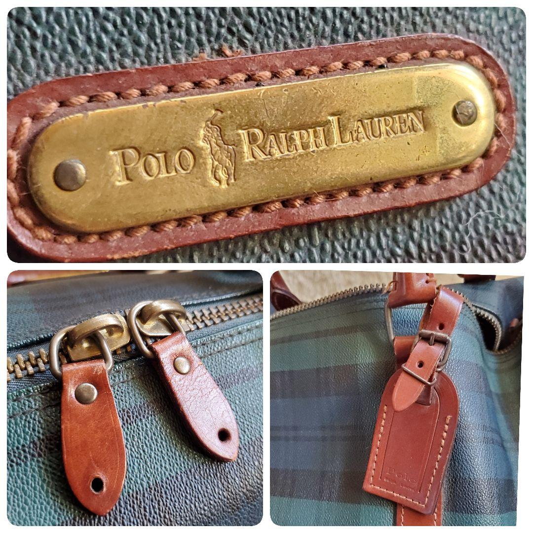 希少 ポロラルフローレン PVC レザー 大容量ボストンバッグ ブラックウォッチ