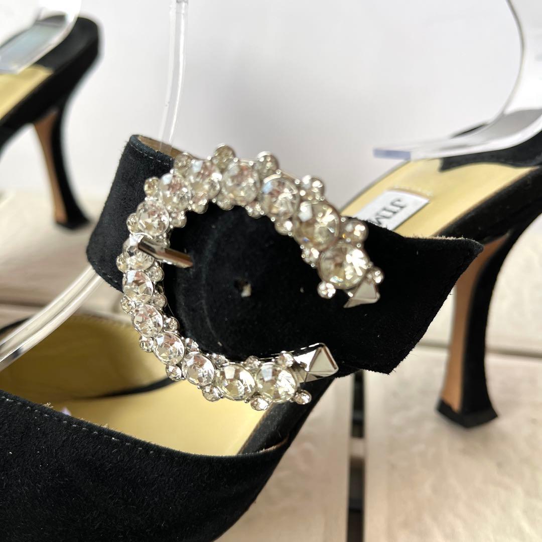 訳あり 36 ジミーチュウ　ミュール　サンダル　黒　ビジュー　23