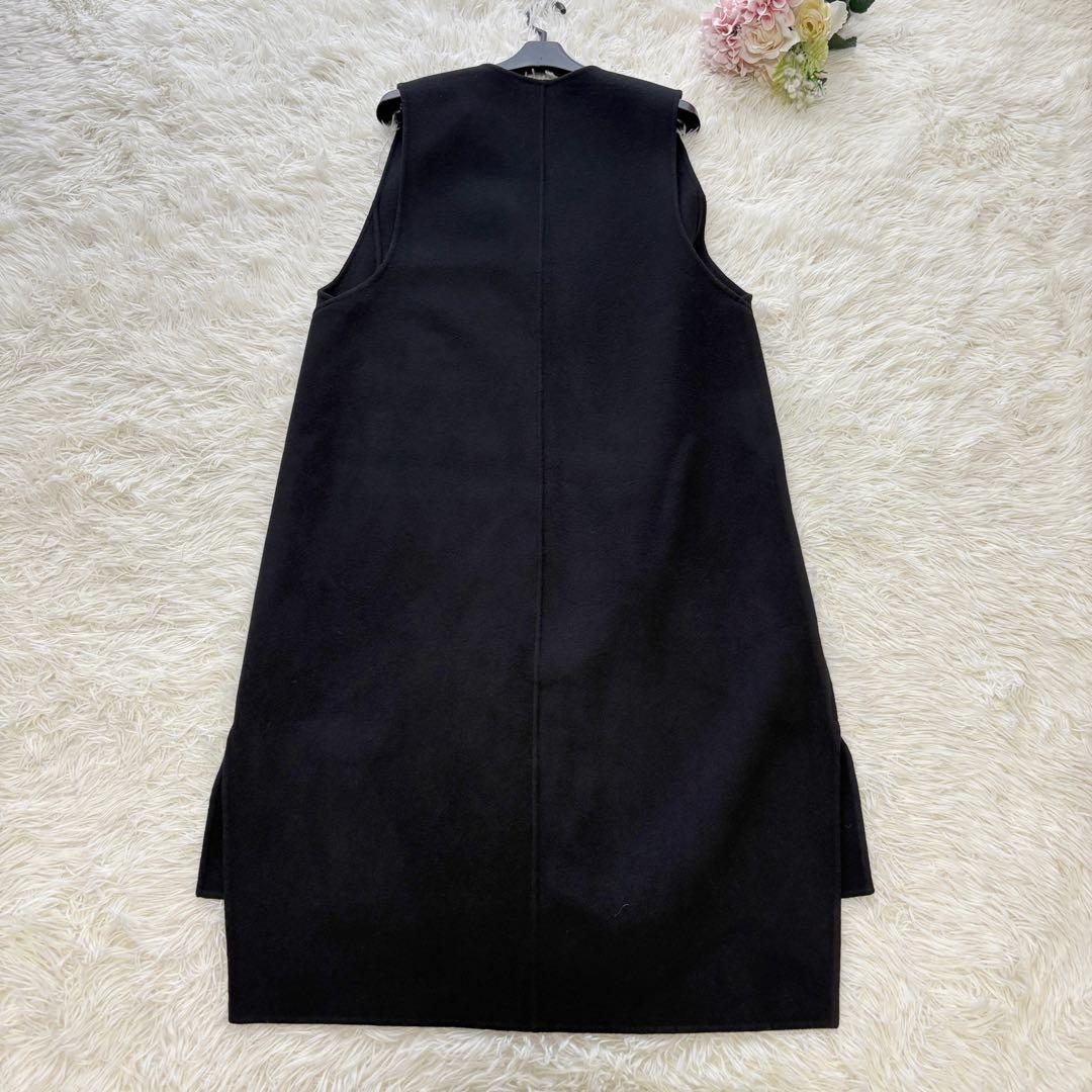 【美品】ジレ　厚手　アドーア　ウール100% アウター　ロング　ブラック　38