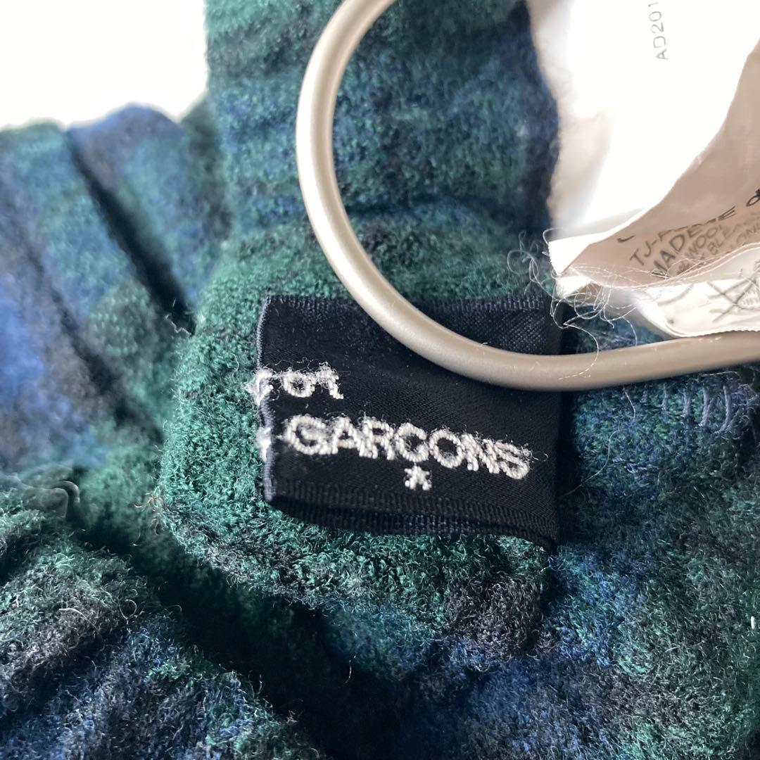 トリココムデギャルソン　ウール　縮絨　ワイドパンツ　チェック　ウエストゴム