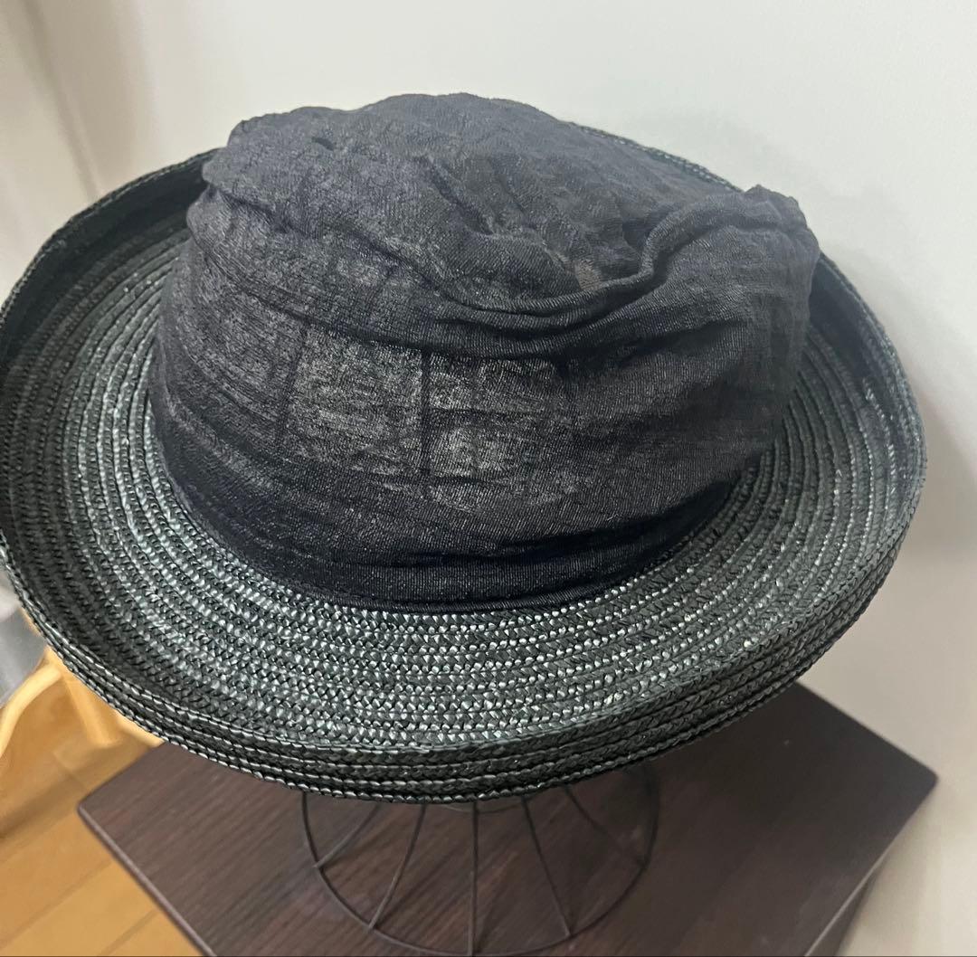 Ｙ'ｓ　ヨウジヤマモト　ワイズ　帽子　BLACK 変形　異素材　透け感