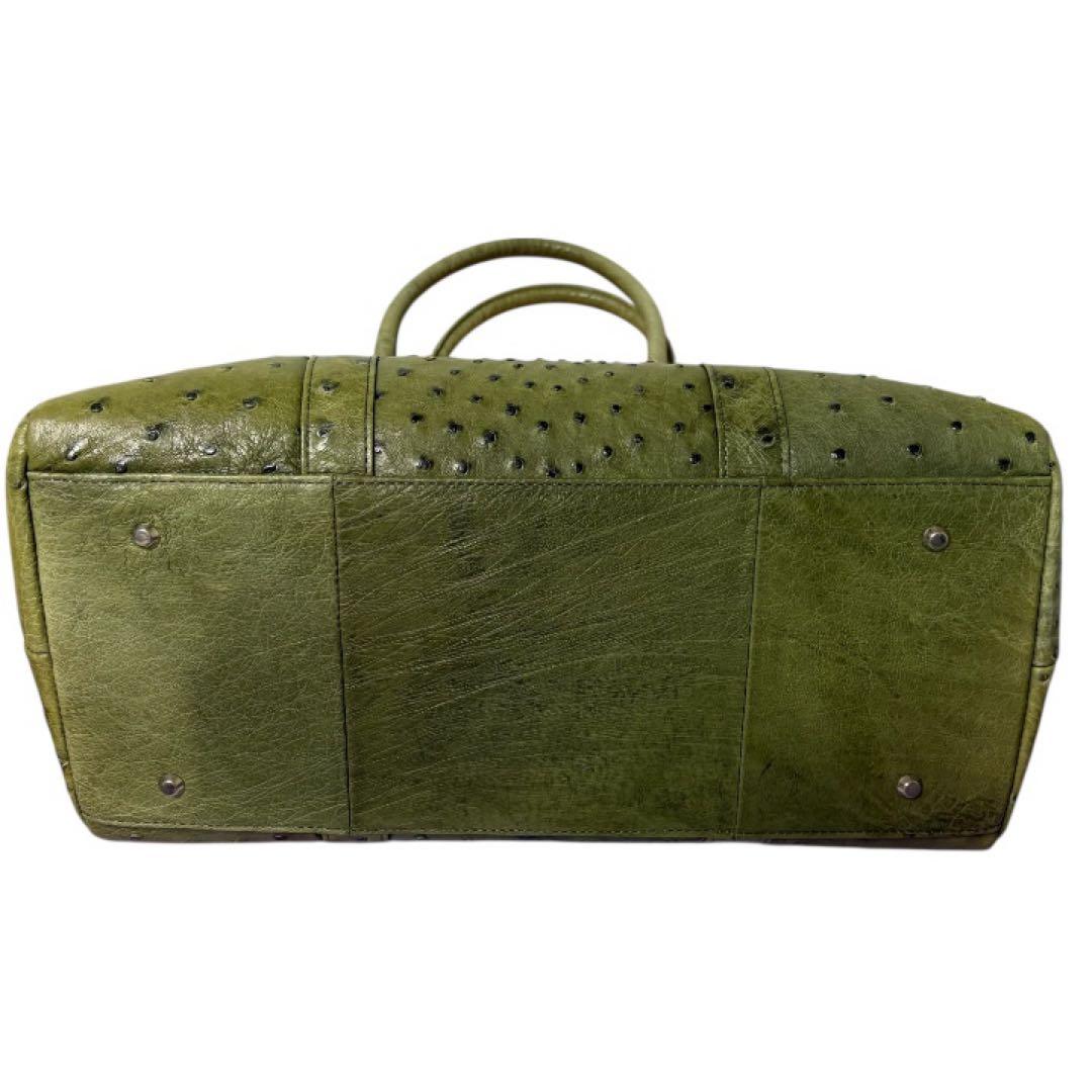 【希少カラー】JRA認定 オーストリッチ ハンドバッグ 本革 グリーン 正規品