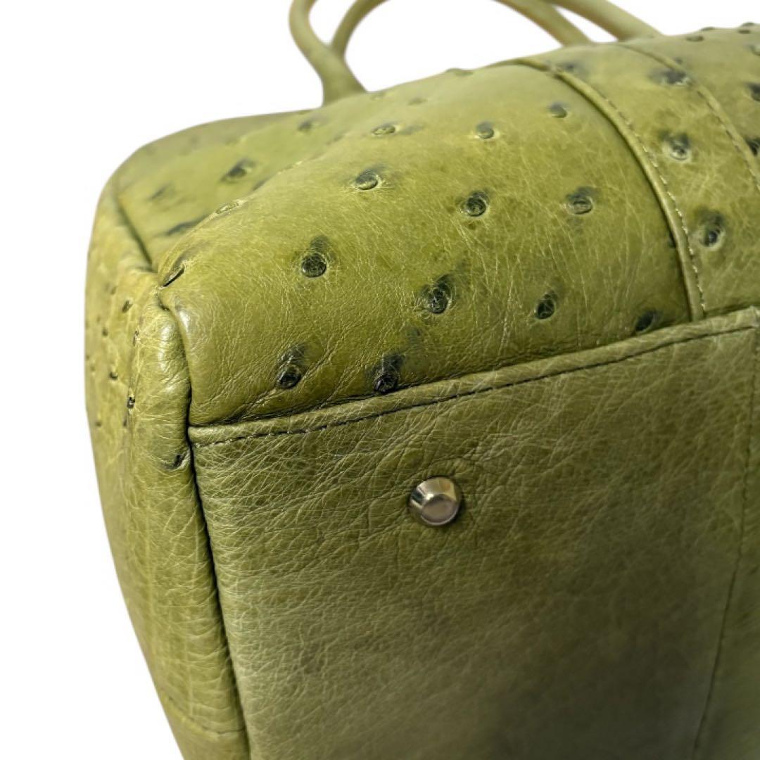 【希少カラー】JRA認定 オーストリッチ ハンドバッグ 本革 グリーン 正規品